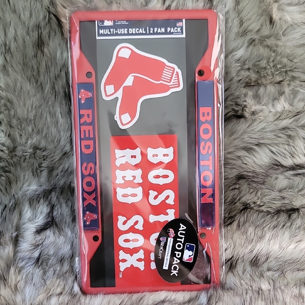 Boston Red Sox License Plate Frame and Decals Auto Pack - Picture 6 of 12